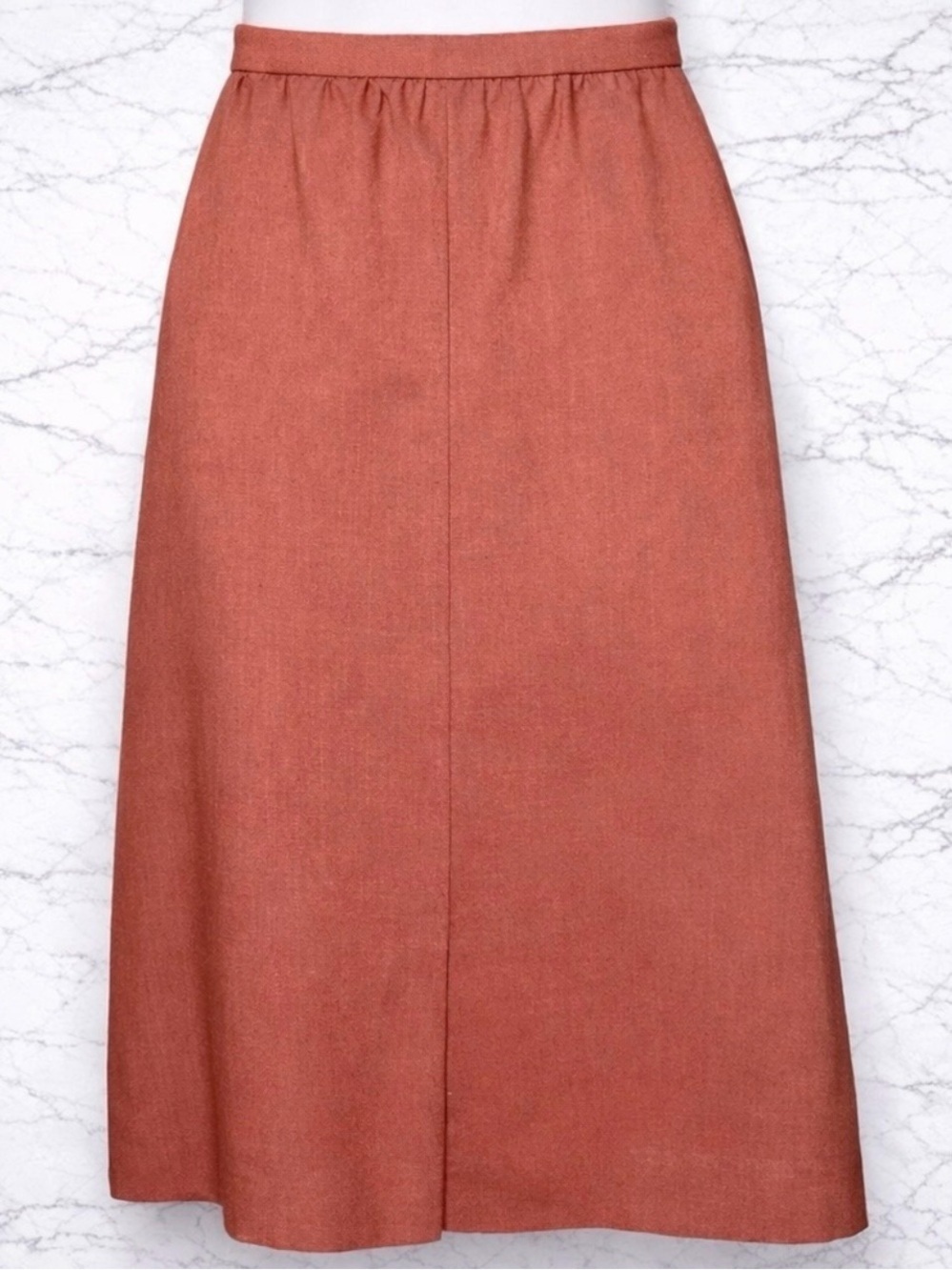 JH Collectibles 70s Rust Terracotta A Line Midi Skirt Women’s 28 Waist USA Made - Picture 6 of 10